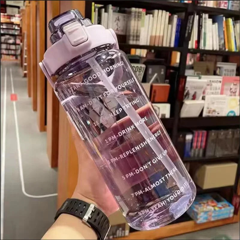 2 Liter Motivational Water Bottle with Straw