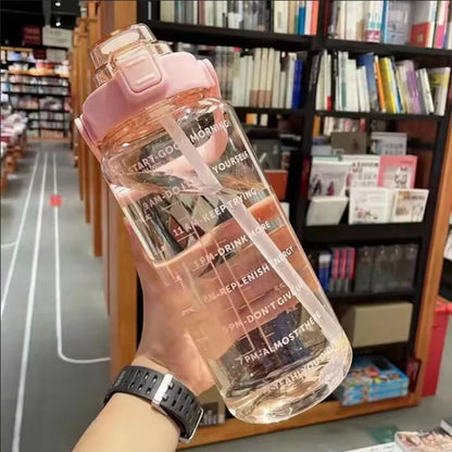 2 Liter Motivational Water Bottle with Straw
