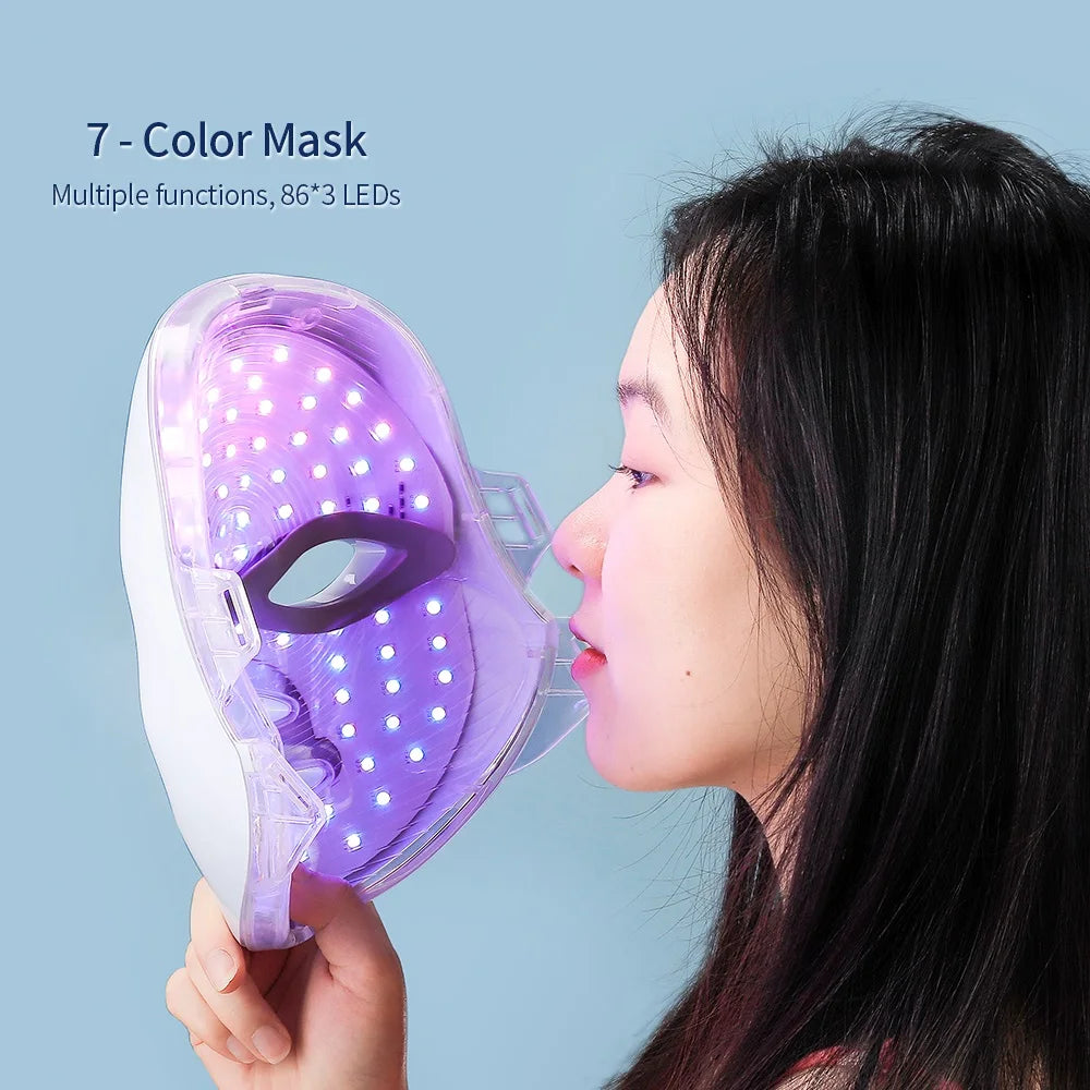 7 Color LED Facial Mask with Neck – Skin Tightening & Anti-Aging