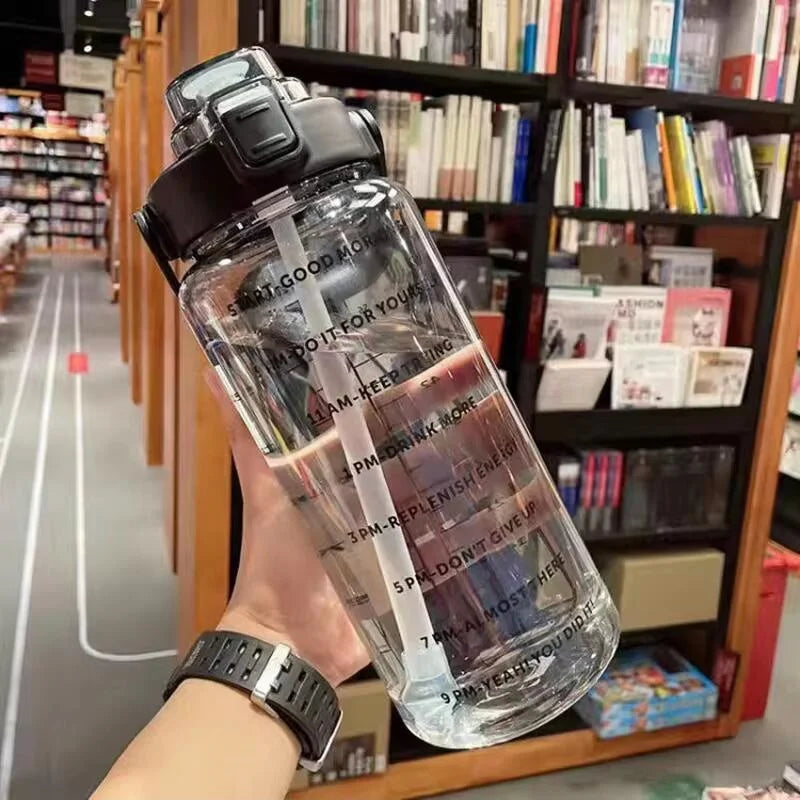 2 Liter Motivational Water Bottle with Straw