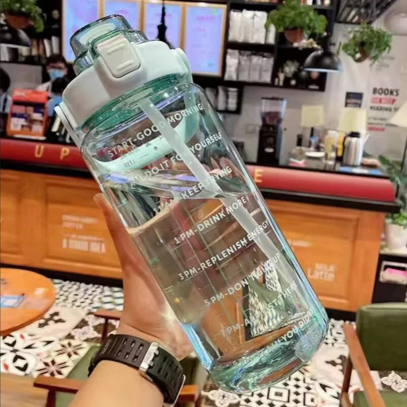 2 Liter Motivational Water Bottle with Straw