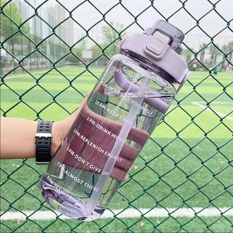 2 Liter Motivational Water Bottle with Straw
