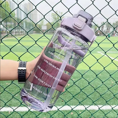 2 Liter Motivational Water Bottle with Straw