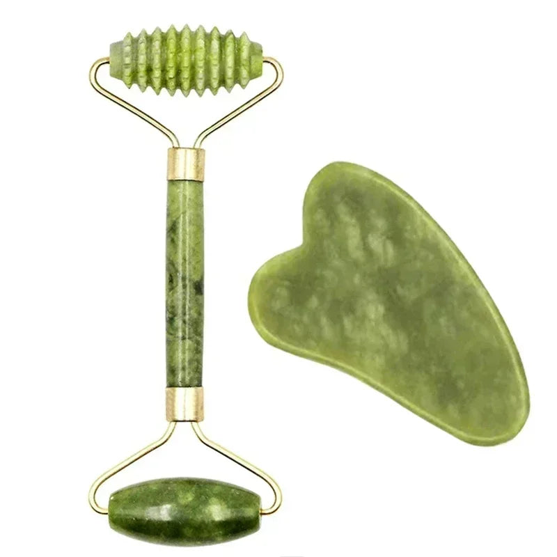 Natural Jade Roller & Gua Sha Set