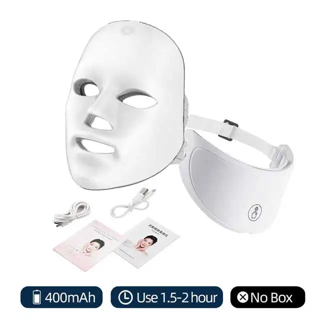 7 Color LED Facial Mask with Neck – Skin Tightening & Anti-Aging