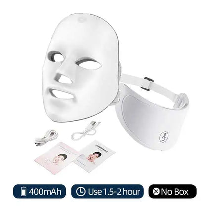 7 Color LED Facial Mask with Neck – Skin Tightening & Anti-Aging