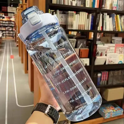 2 Liter Motivational Water Bottle with Straw