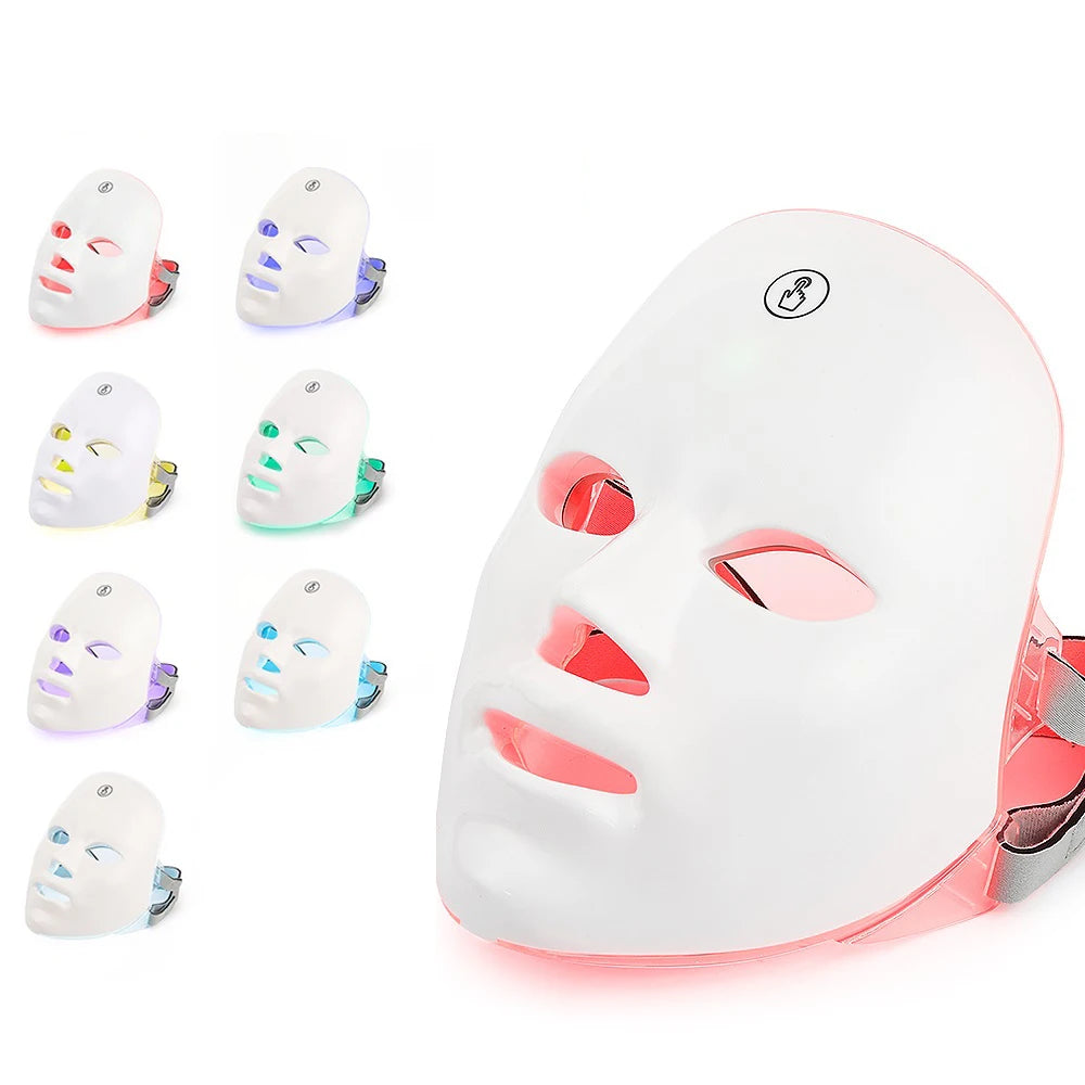 7 Color LED Facial Mask with Neck – Skin Tightening & Anti-Aging