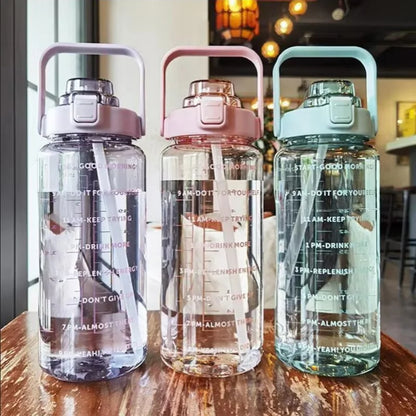 2 Liter Motivational Water Bottle with Straw
