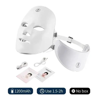 7 Color LED Facial Mask with Neck – Skin Tightening & Anti-Aging