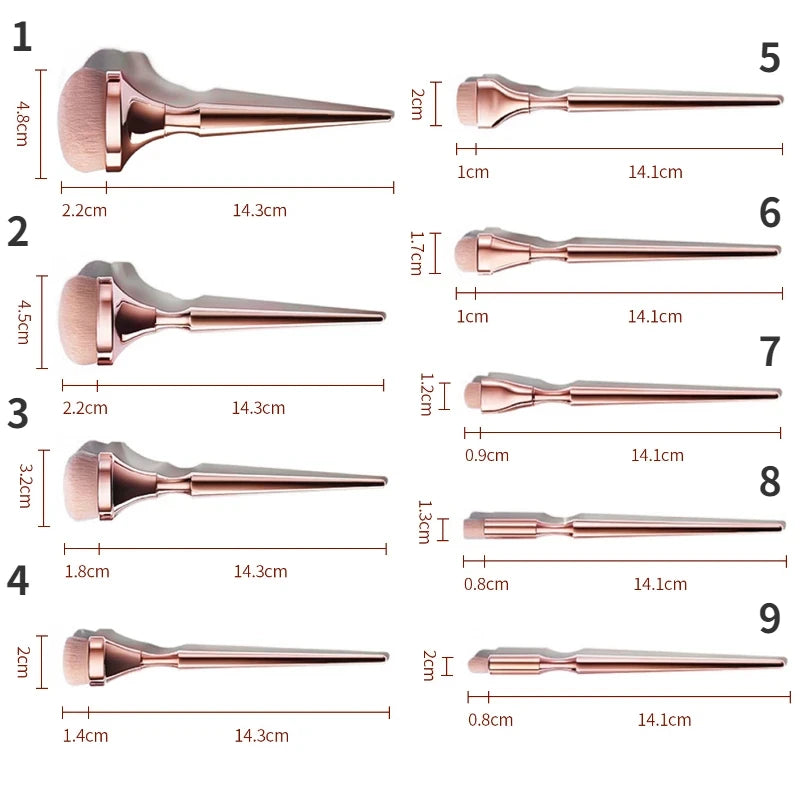 Powder, Eyeshadow, Foundation & Lip Brushes