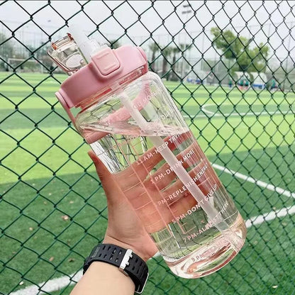 2 Liter Motivational Water Bottle with Straw